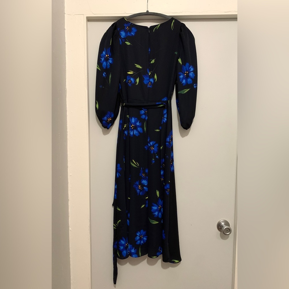 DKNY Blue and Black Floral Flowing Midi Dress - Picture 5 of 7